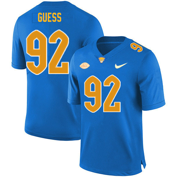 Men #92 Cameron Guess Pitt Panthers College Football Jerseys Sale-Royal